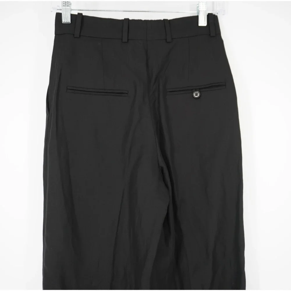 COS Black Wide‎ Leg Trousers Lyocell Linen Blend High Waisted Pants Size 2